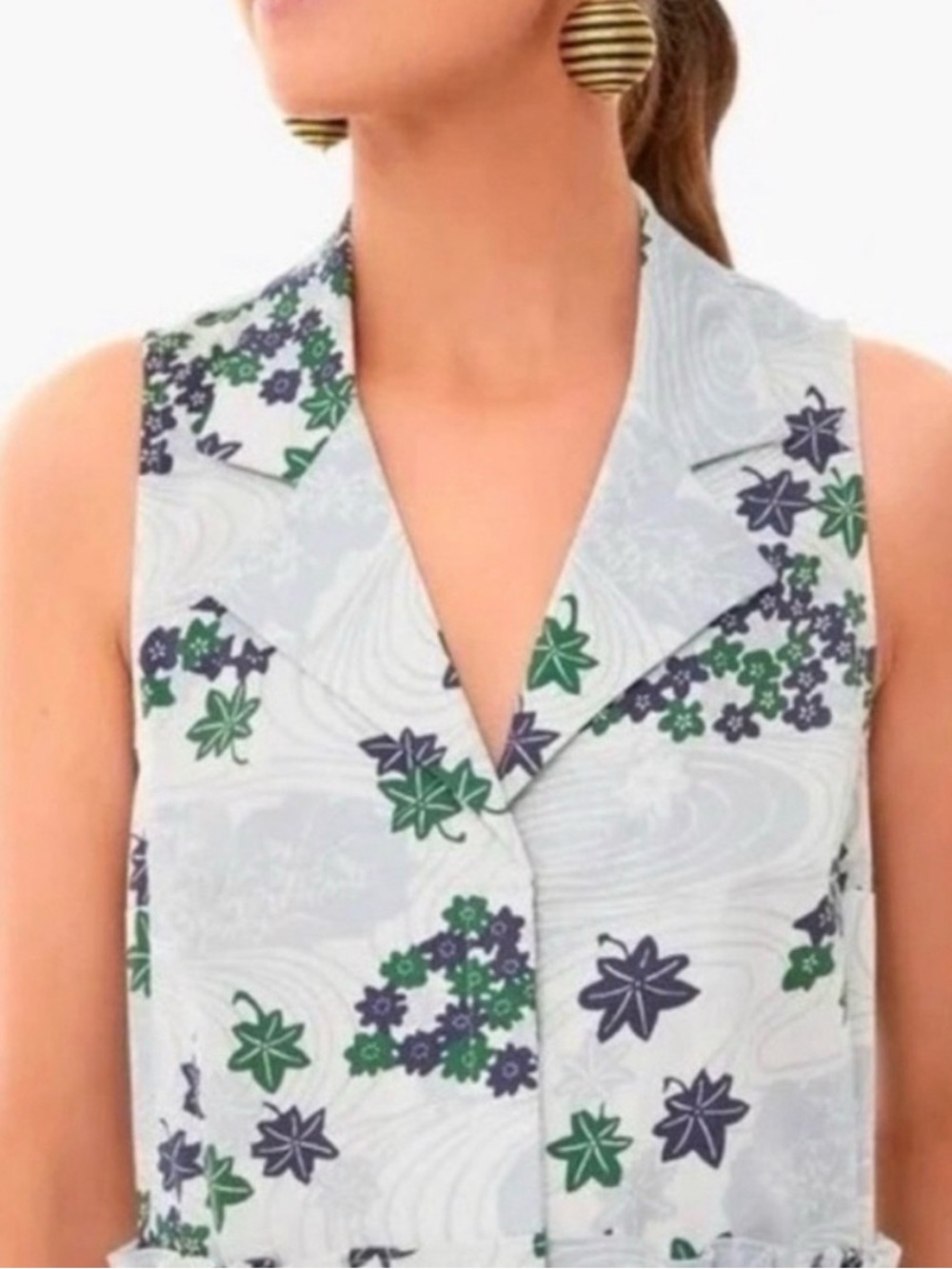 TUCKERNUCK Royal Provence Breeze blue Floral Sleeveless Shirt Dress small - Picture 2 of 8